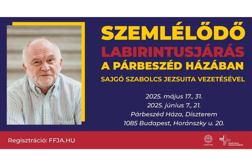 Szemlélődő Labirintusjárás a Párbeszéd Házában Sajgó Szabolcs jezsuita vezetésével