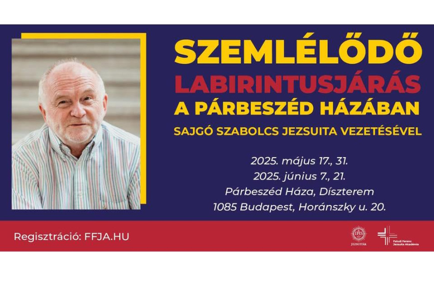 Szemlélődő Labirintusjárás a Párbeszéd Házában Sajgó Szabolcs jezsuita vezetésével
